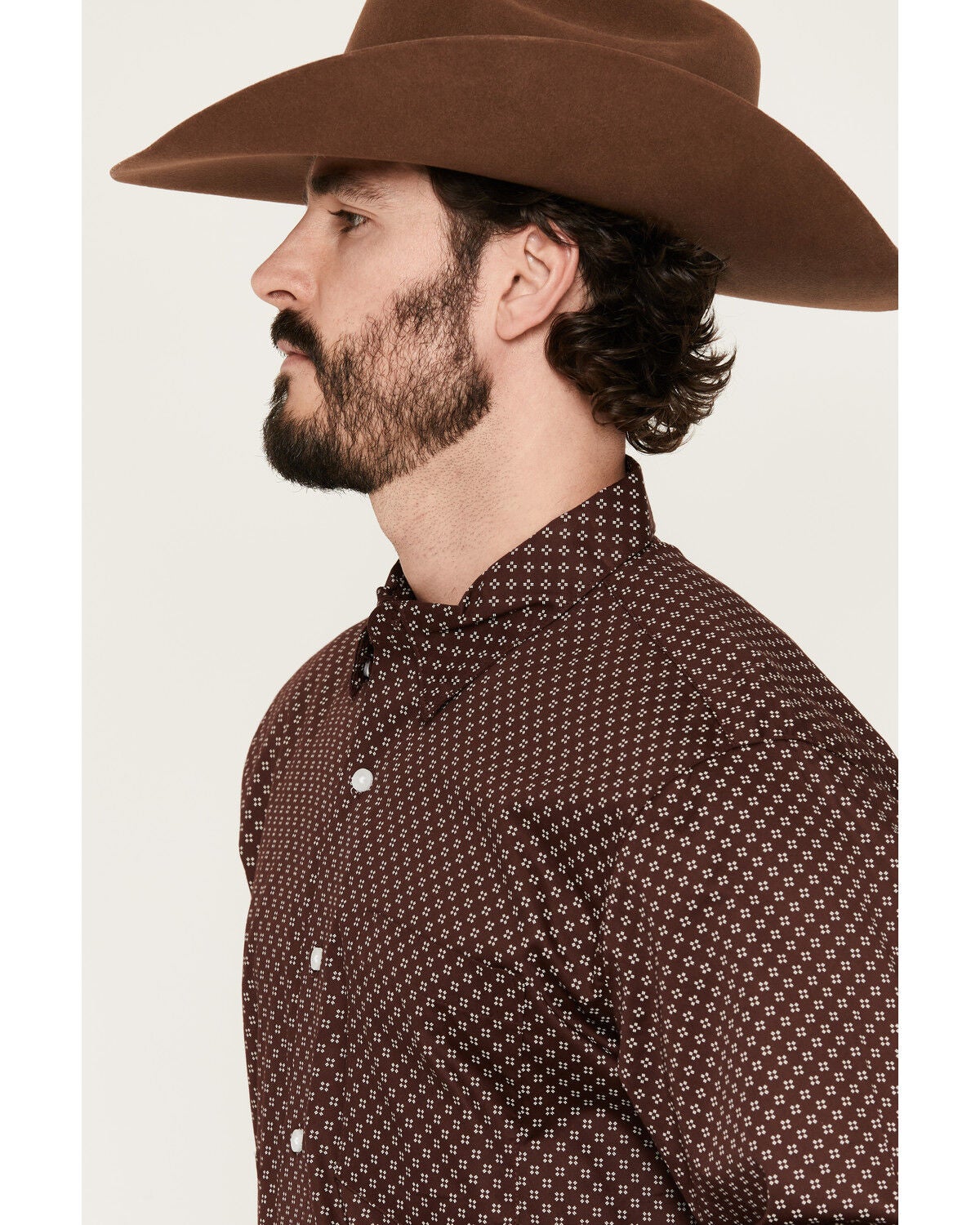 Image #2 - Wrangler X Cody Johnson Men's Geo Print Long Sleeve Button-Down Western Shirt, Wine, hi-res