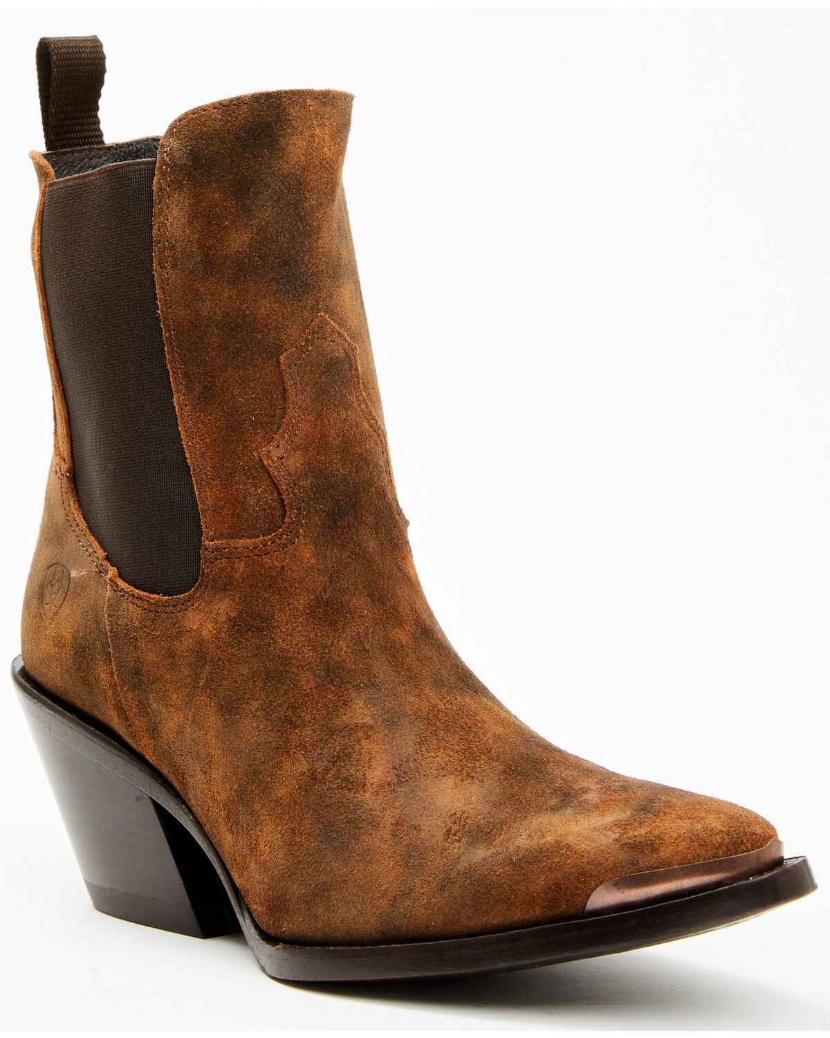 Ariat Women's Shiloh Suede Booties - Round Toe, Brown, hi-res