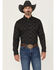 Image #1 - RANK 45® Men's Stampede Diamond Geo Print Long Sleeve Button-Down Stretch Western Shirt, Black, hi-res