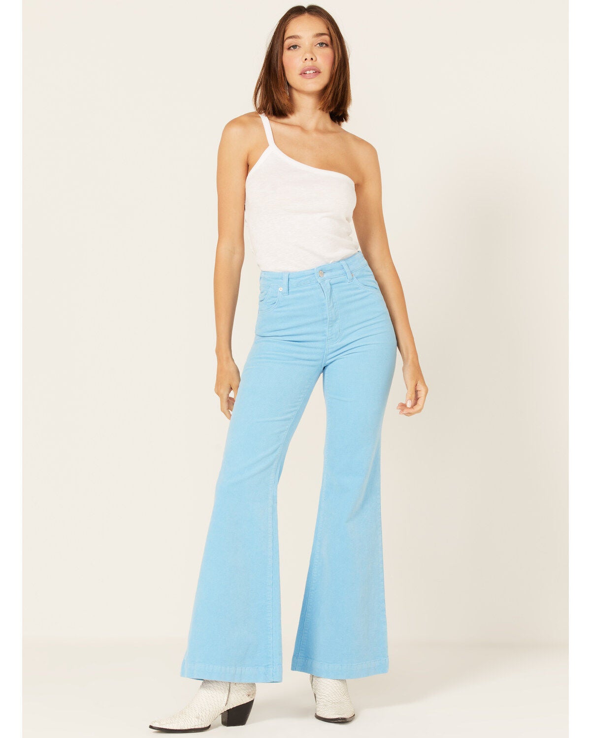 Rolla's Women's High Rise Corduroy Eastcoast Flare Jeans, Blue, hi-res