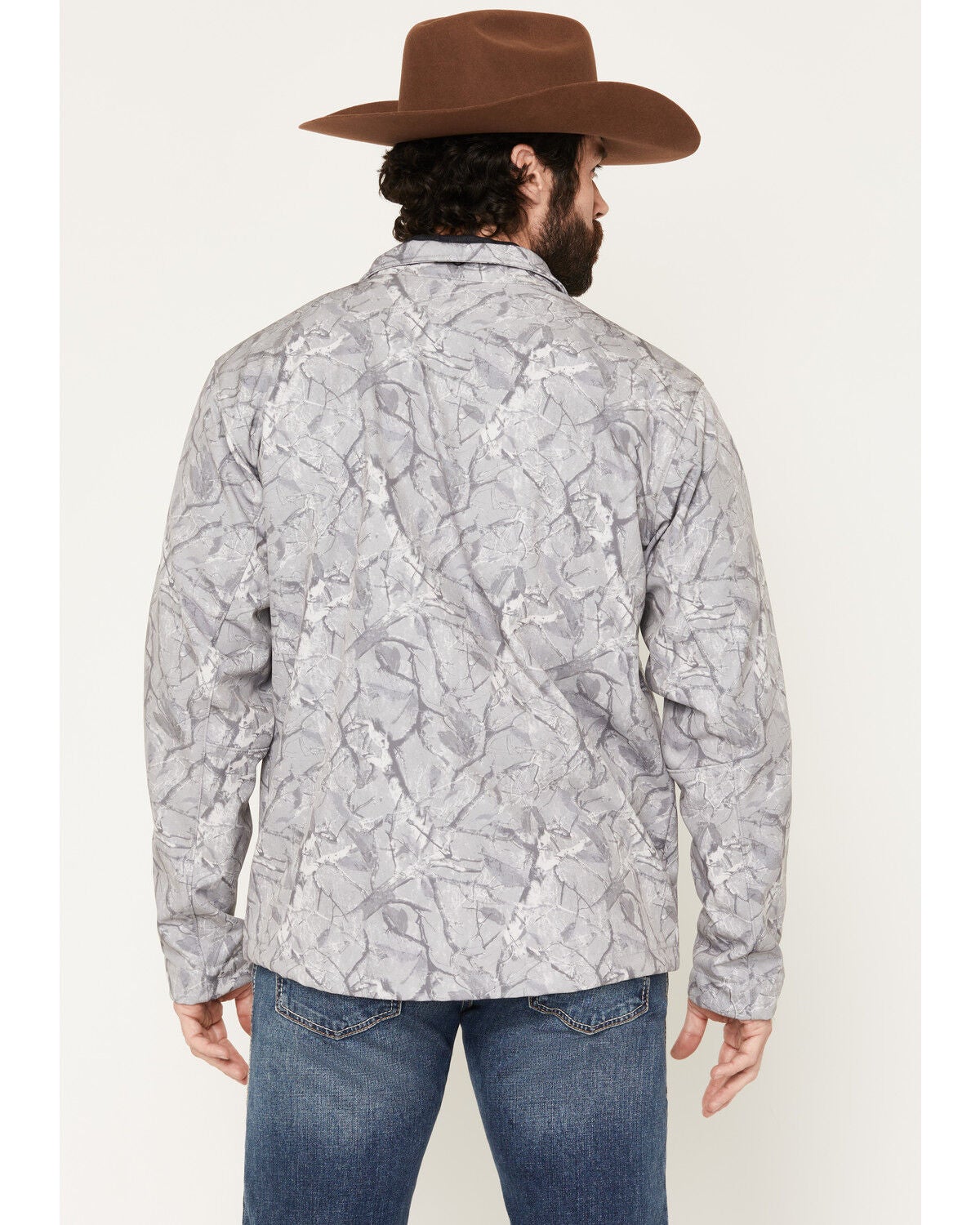 Image #4 - Ariat Men's Camo Print Logo Softshell Jacket, Grey, hi-res