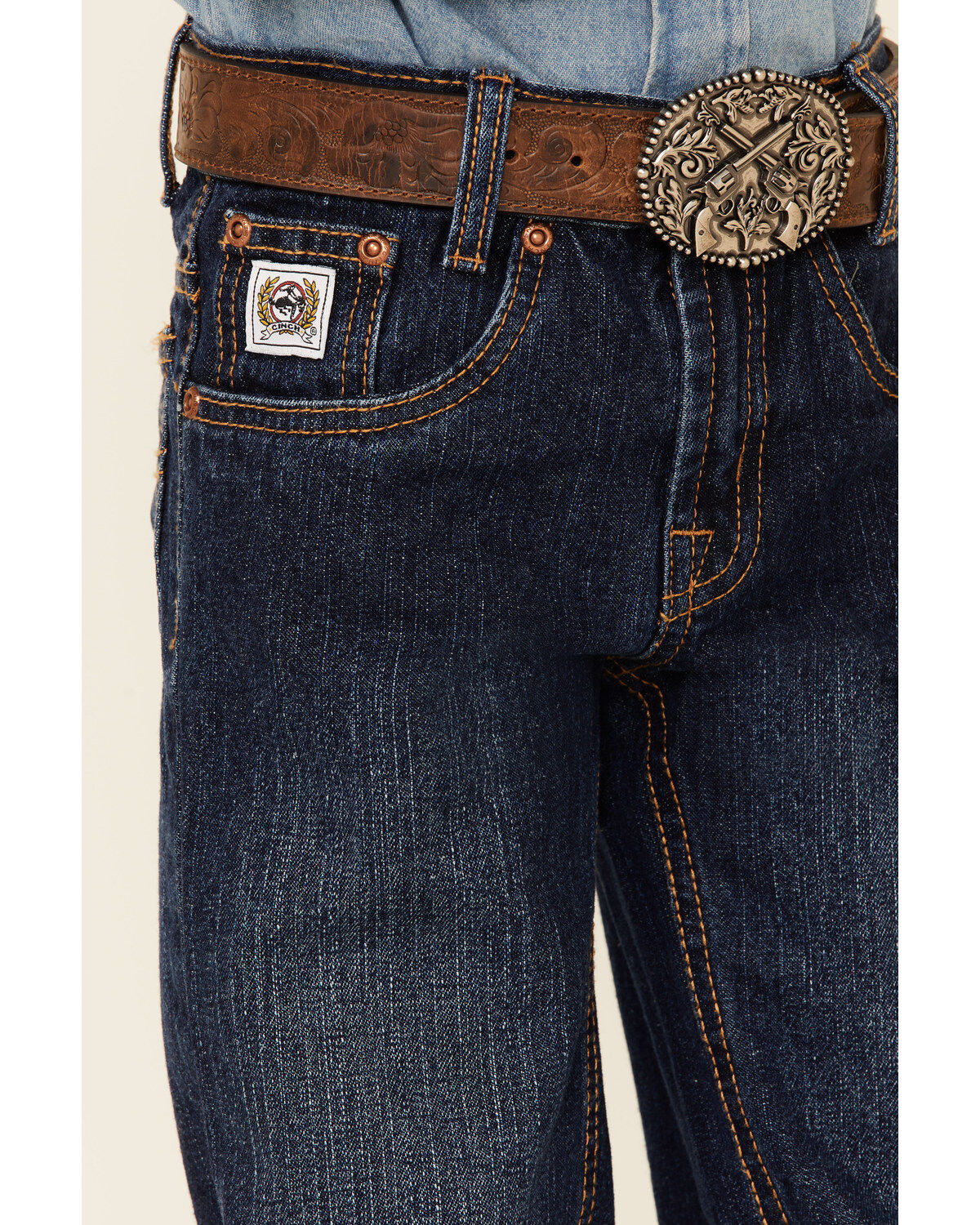 Image #3 - Cinch Boys' White Label Demin Straight Leg Jeans - 4-7, Denim, hi-res