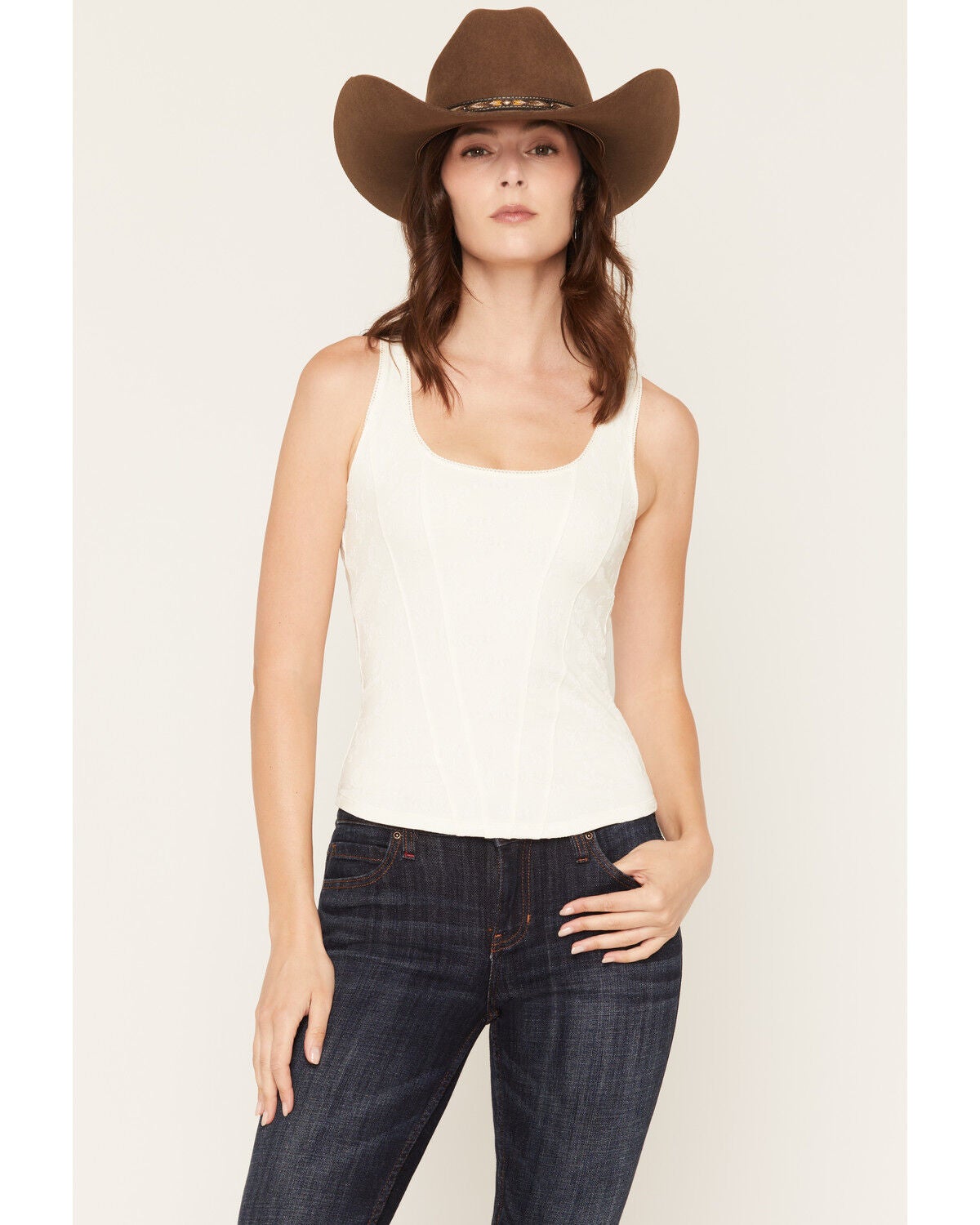 Image #1 - Idyllwind Women's Corset Tank, Ivory, hi-res