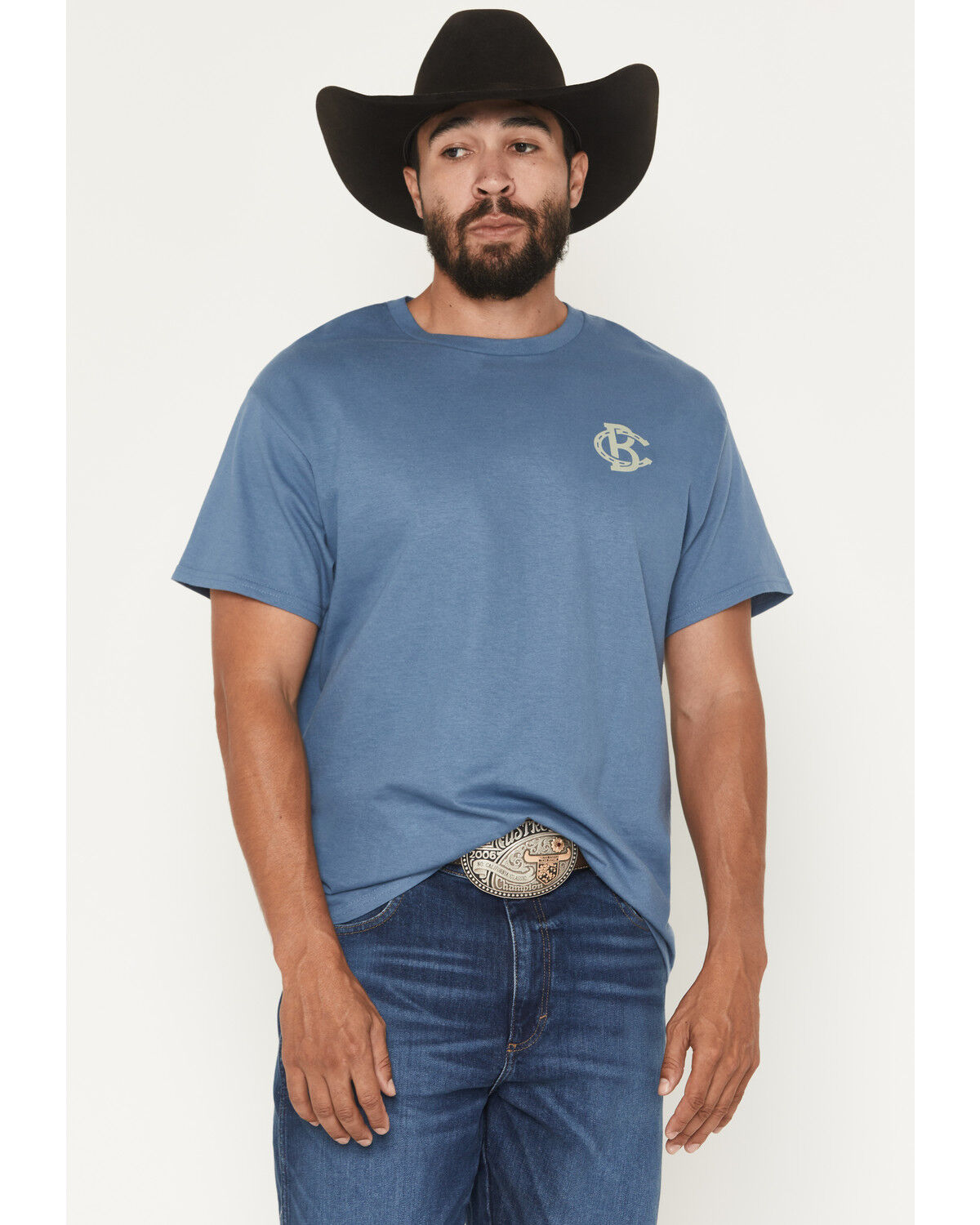 Image #2 - Bucking Chutes Men's Keep On Buckin Short Sleeve Graphic T-Shirt, Blue, hi-res