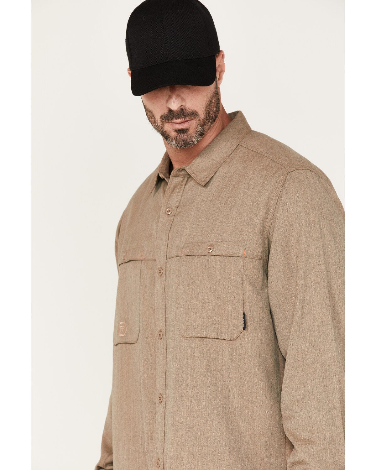 Image #2 - Hawx Men's FR Vented Solid Long Sleeve Button Down Work Shirt - Tall, , hi-res