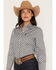 Image #2 - Cinch Women's Geo Print Long Sleeve Button-Down Western Shirt, Light Blue, hi-res