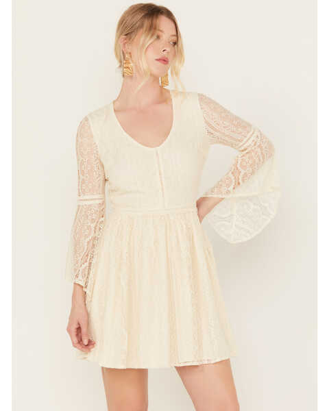 Shyanne Women's Lace Dress, Cream, hi-res