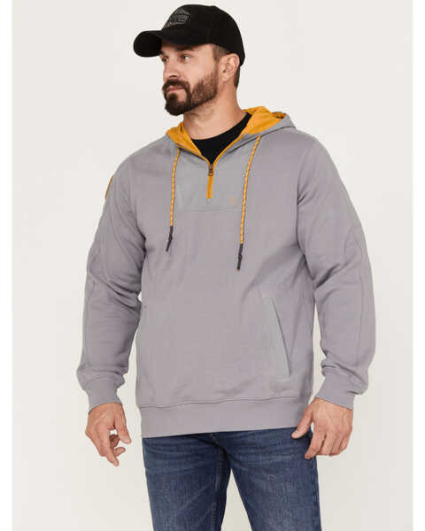 Image #1 - Brothers and Sons Men's French Terry Anorak 1/4 Zip Hooded Pullover, Dark Grey, hi-res