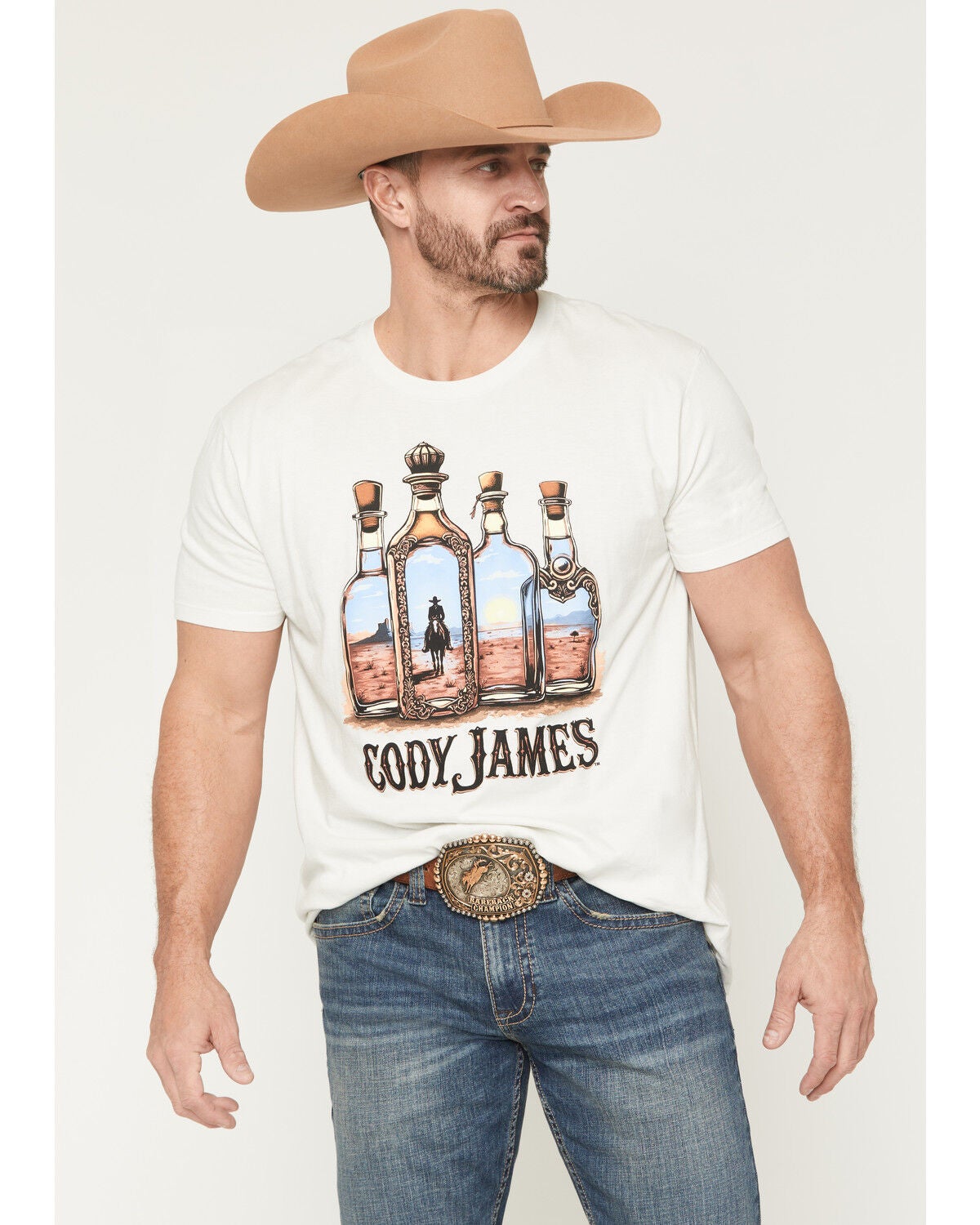 Cody James Men's Tequila Bottles Short Sleeve Graphic T-Shirt, Natural, hi-res