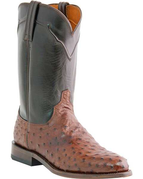 Image #1 - Lucchese Handmade Full Quill Ostrich Napoli Roper Cowboy Boots, , hi-res