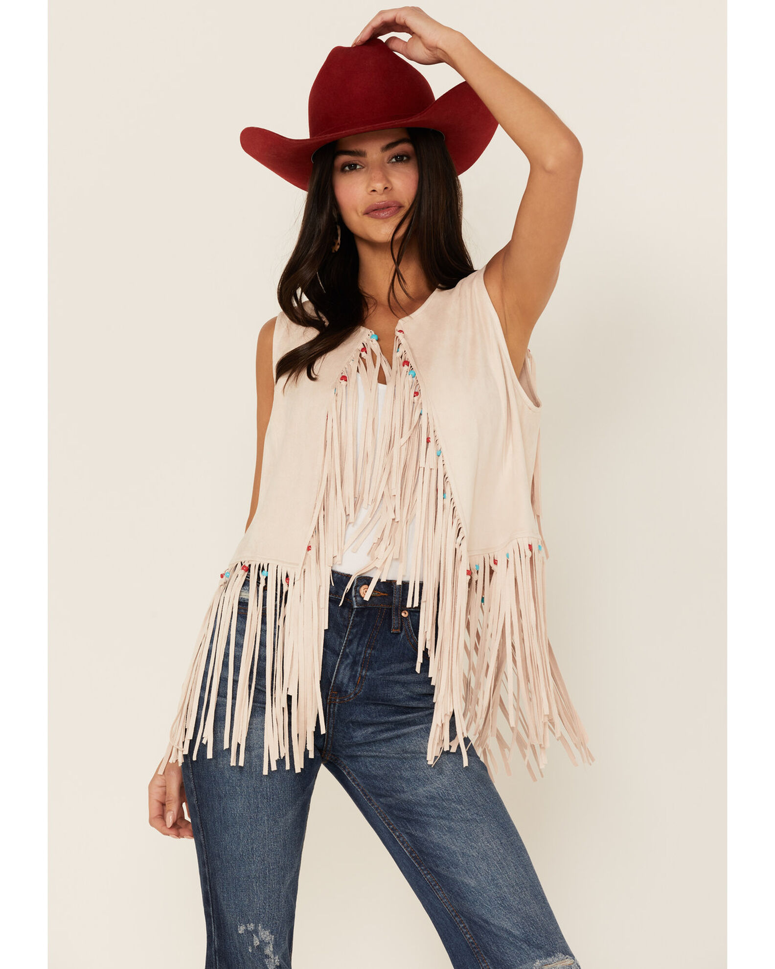 White fringe clearance vest