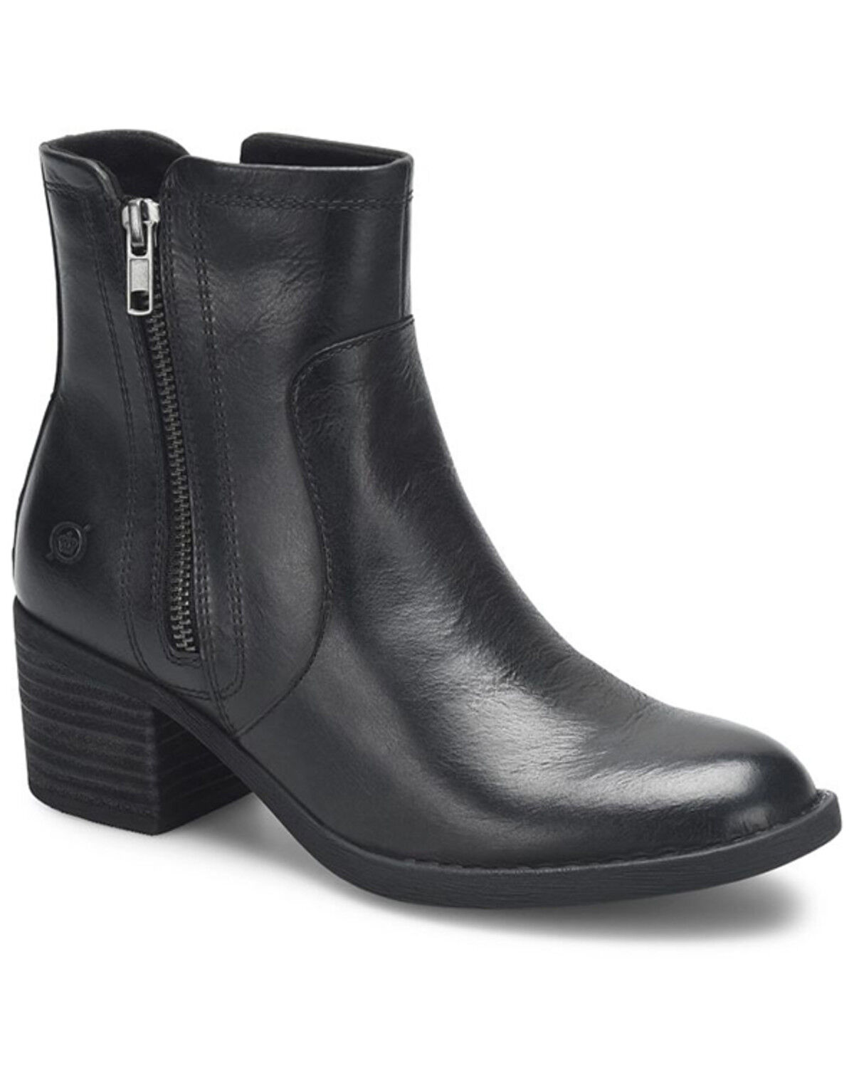 Image #1 - Born Women's Rigby Double Zipper Booties - Round Toe, Black, hi-res