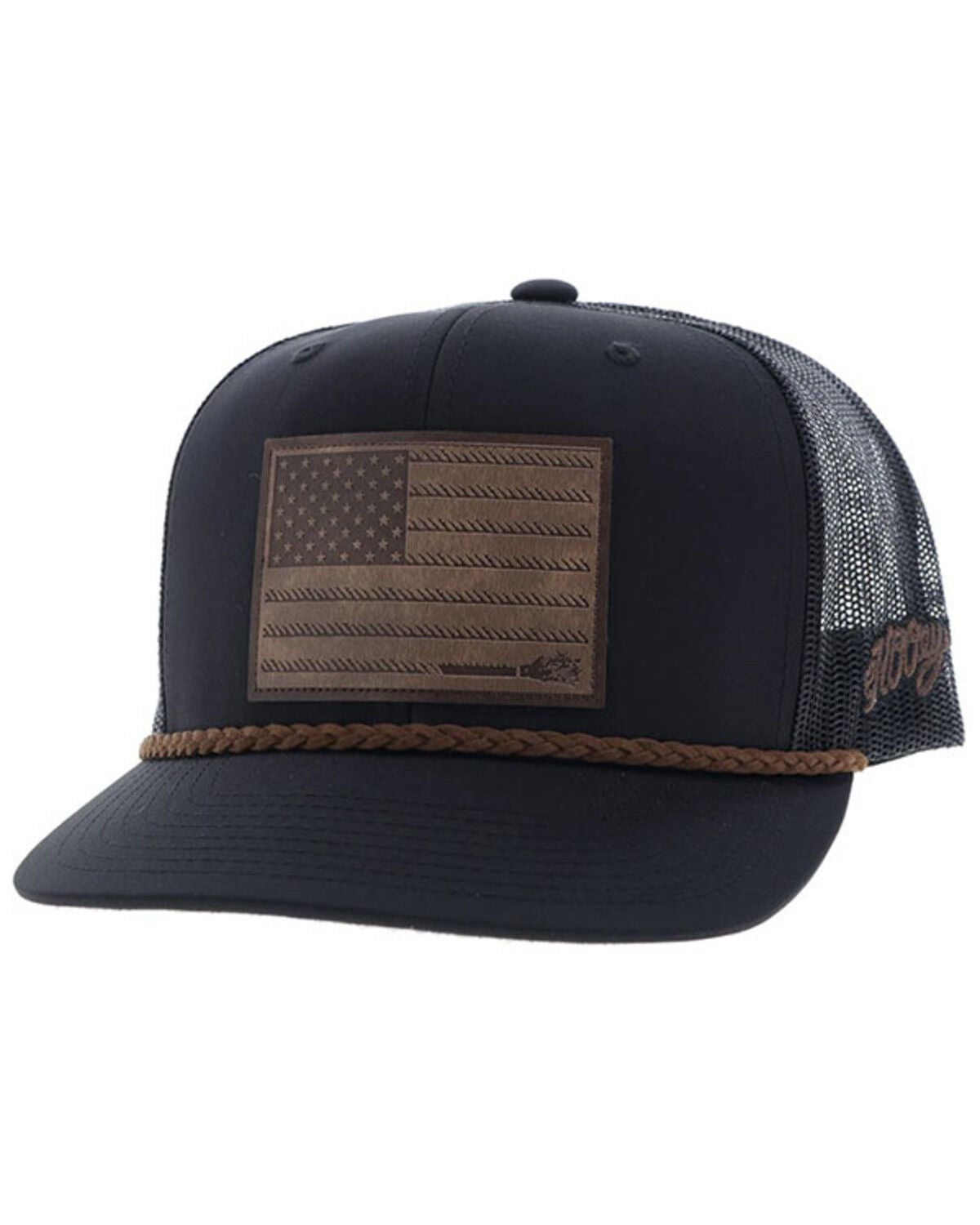Hooey Men's Liberty Roper Trucker Cap, Black, hi-res