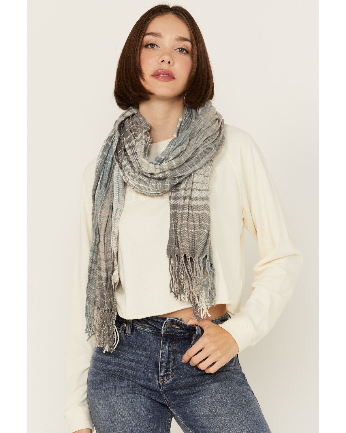 Image #1 - Cleo + Wolf Women's Crinkle Scarf, Steel Blue, hi-res