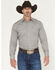 Image #1 - Stetson Men's Geo Print Long Sleeve Pearl Snap Western Shirt, Grey, hi-res