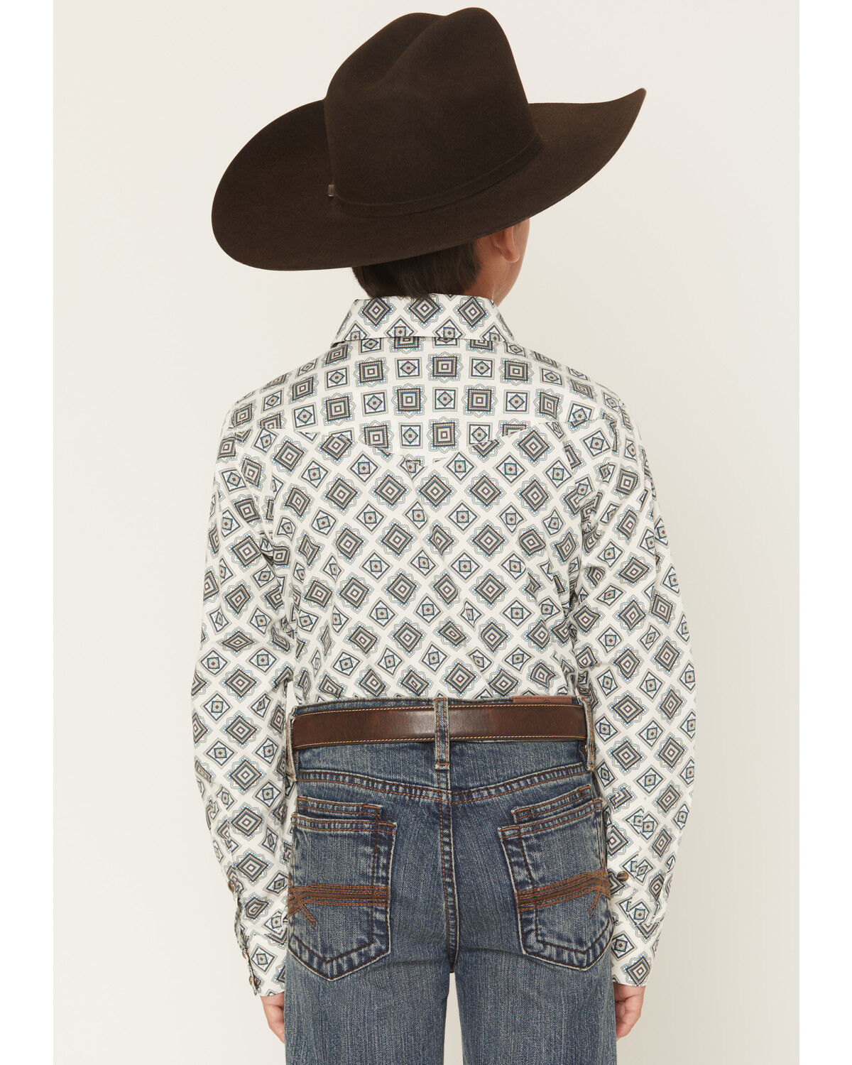 Image #4 - Gibson Trading Co Boys' Time Warp Geo Print Long Sleeve Snap Western Shirt, Ivory, hi-res