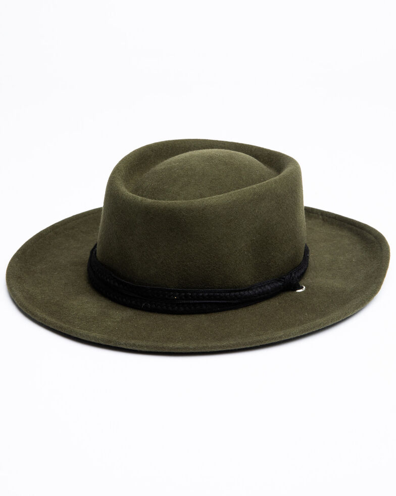 Shyanne Women's Moss Green Wool-Felt Gambler Hat, Moss Green, hi-res