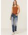 Image #3 - Miss Me Women's Dark Wash Mid Rise Embroidered Fleur De Lis Stretch Denim Jeans, , hi-res