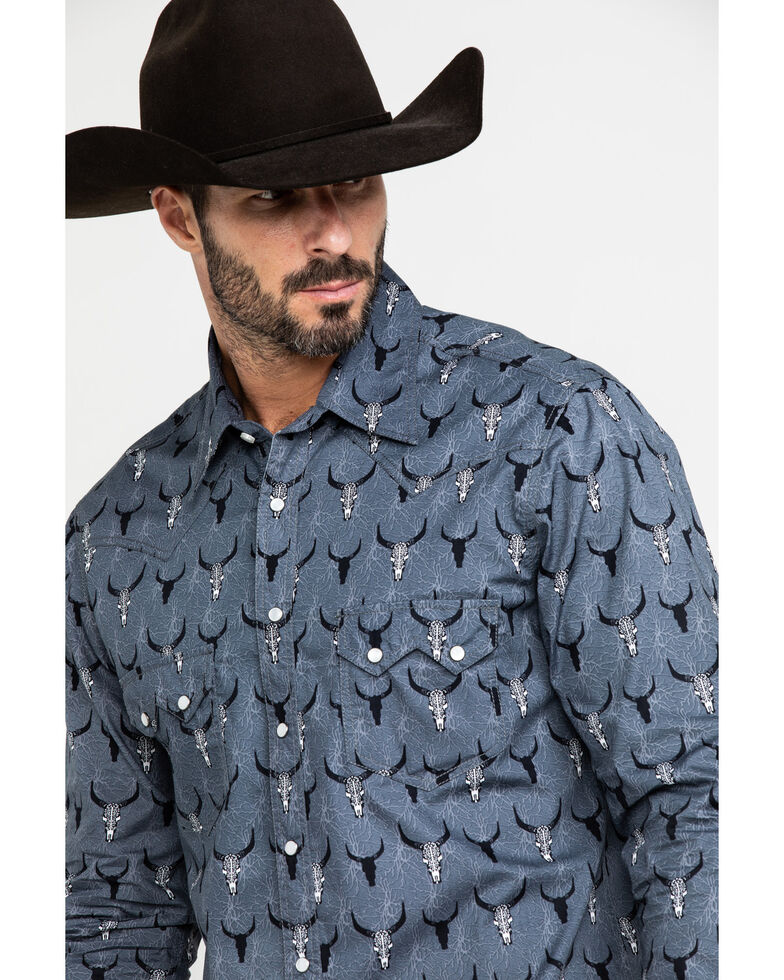 Dale Brisby Men S Bull Skull Geo Print Long Sleeve Western Shirt