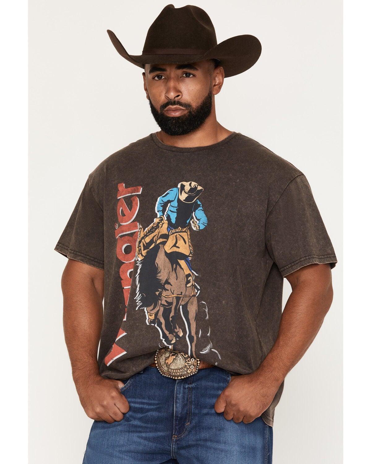 Wrangler Men's Wild Ride Vintage Fit Logo Short Sleeve Graphic T-Shirt, Black, hi-res