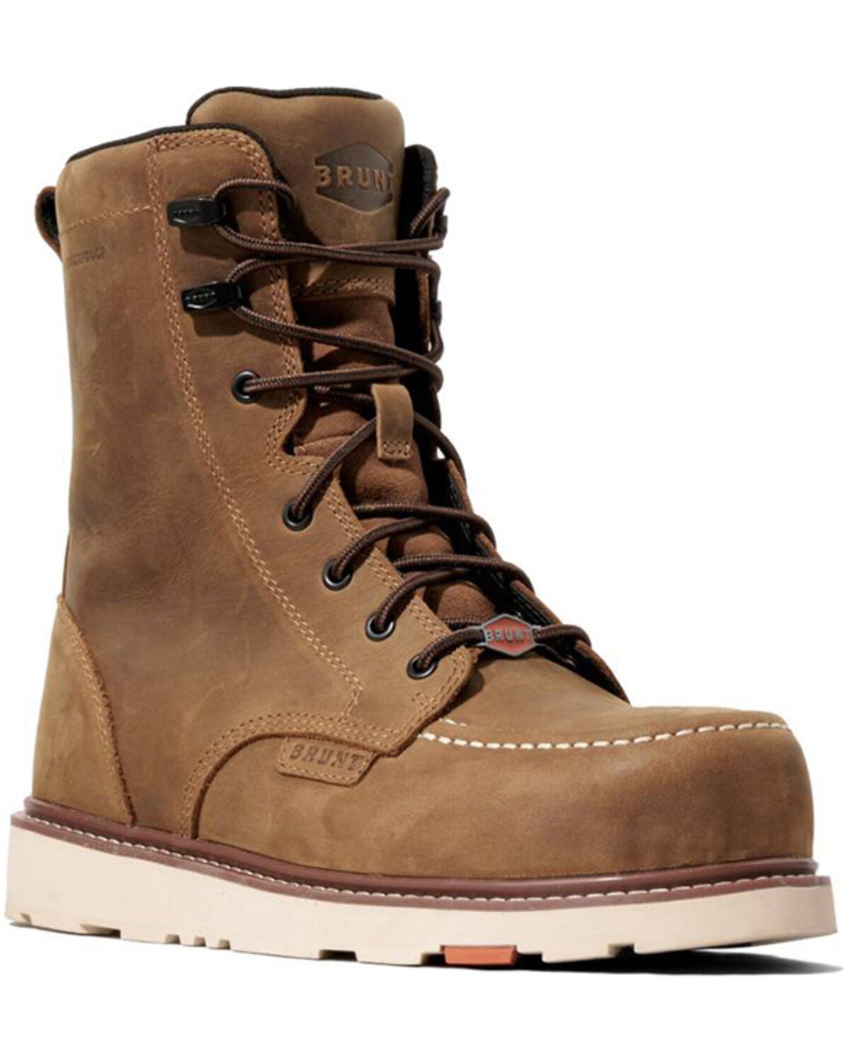 Brunt Workwear Men's 8" Marin Waterproof Moc Work Boots - Composite Toe, Brown, hi-res