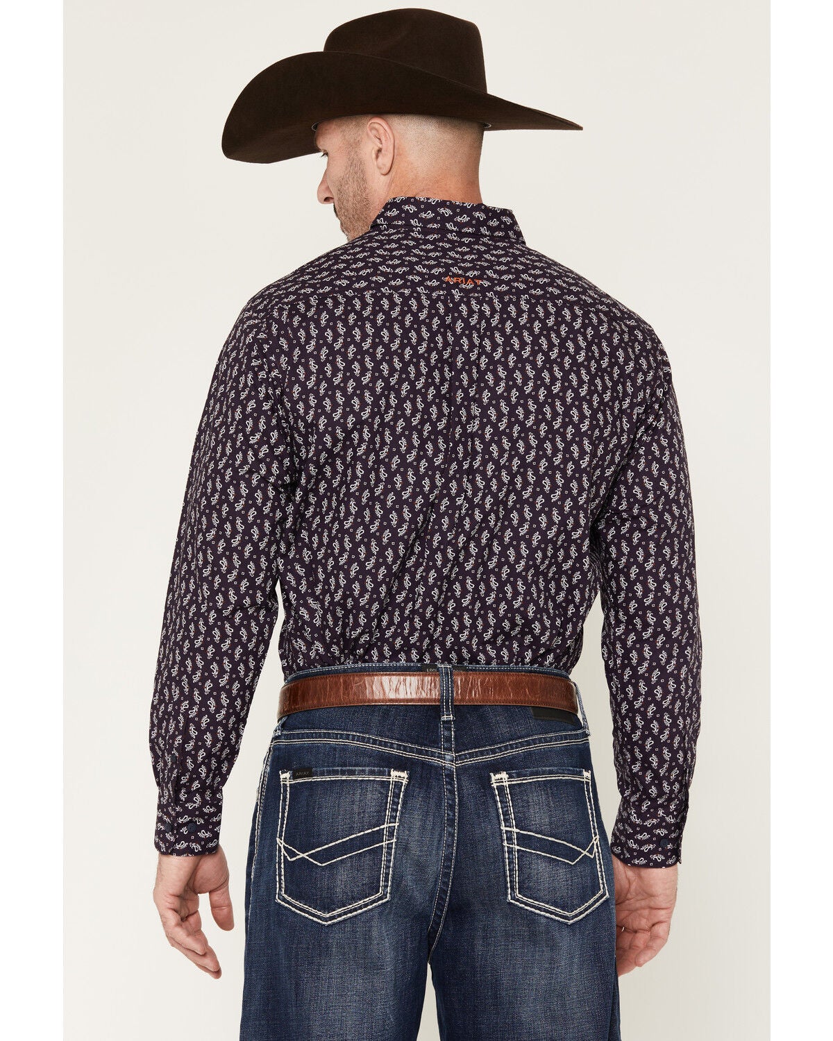 Image #4 - Ariat Men's Parry Paisley Print Long Sleeve Button-Down Western Shirt, Purple, hi-res
