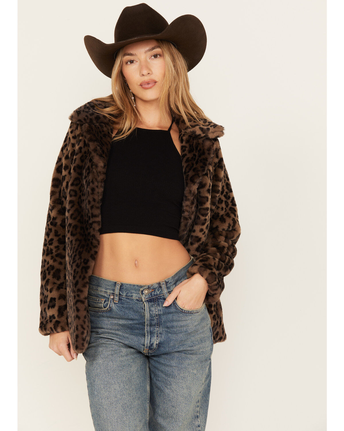Image #1 - Shyanne Women's Leopard Print Faux Fur Coat, , hi-res