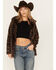 Image #1 - Shyanne Women's Leopard Print Faux Fur Coat, Charcoal, hi-res