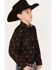 Image #2 - Panhandle Boys' Floral Print Long Sleeve Pearl Snap Western Shirt, Black, hi-res