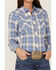 Roper Women's Classic Plaid Print Long Sleeve Pearl Snap Western Shirt, Blue, hi-res
