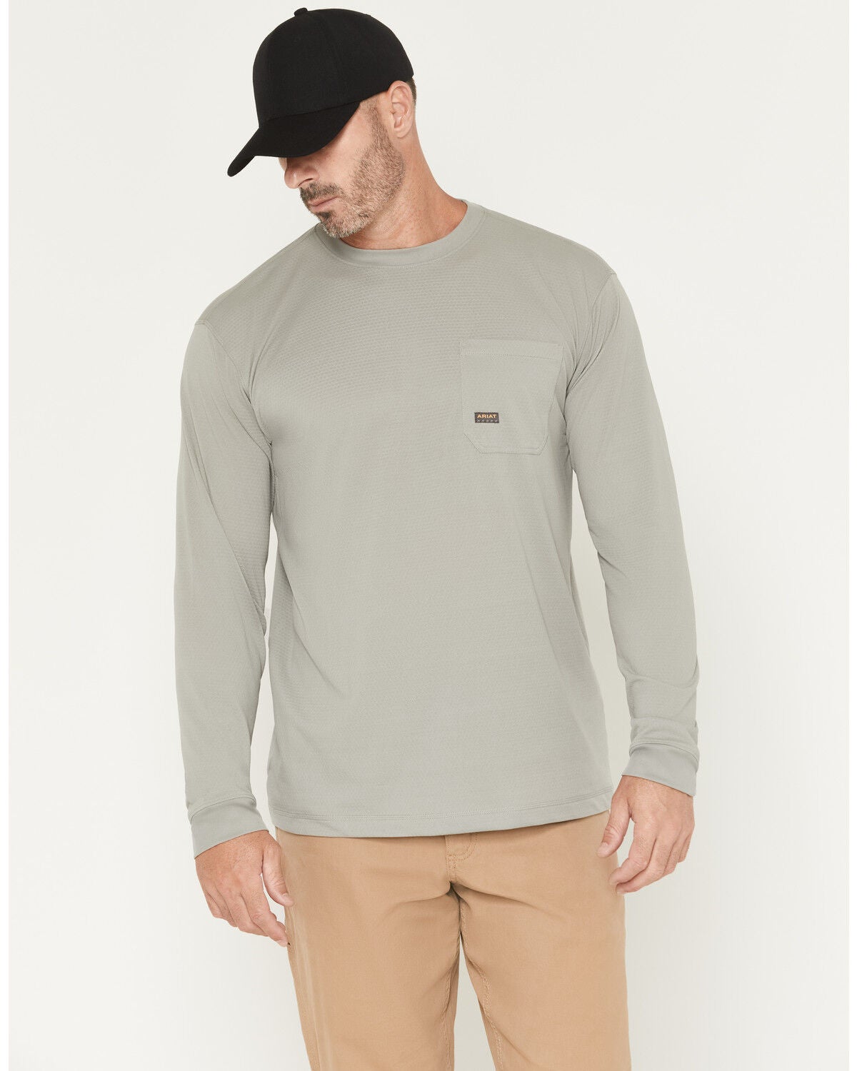 Ariat Men's Rebar Heat Fighter Long Sleeve Work Shirt, Grey, hi-res