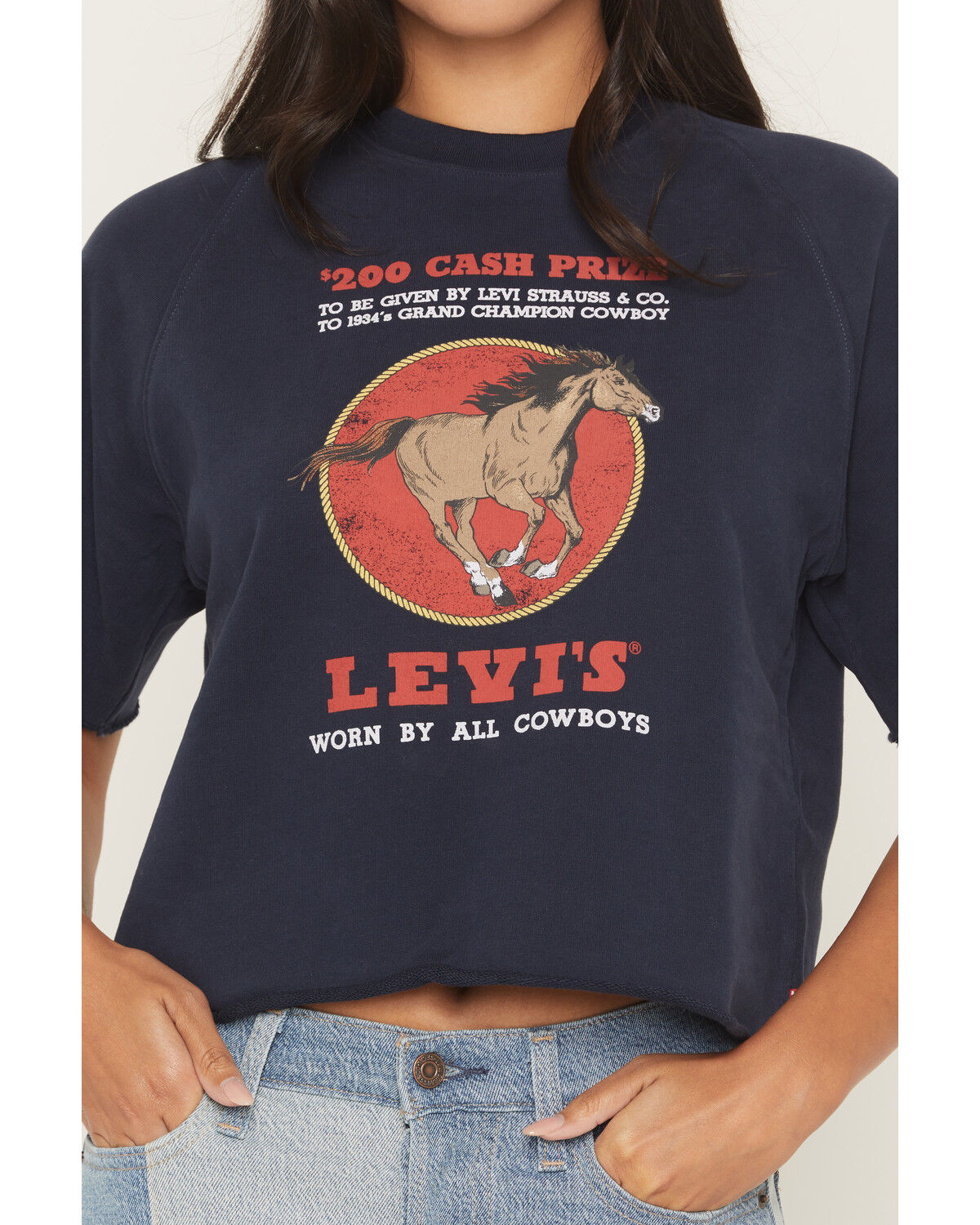Image #3 - Levi's Women's Horse Logo Short Sleeve Sweatshirt Tee, Black, hi-res