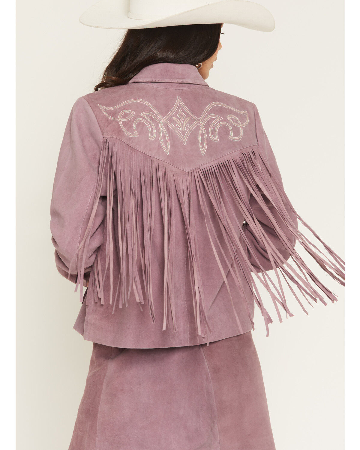 Image #4 - Idyllwind Women's Brook Embroidered Fringe Suede Jacket, Orchid, hi-res