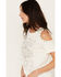 Blended Women's Cold Shoulder Country Heart Short Sleeve Graphic Tee, Ivory, hi-res