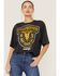 Wrangler Women's Yellowstone Steer Head Graphic Crop Tee, Black, hi-res