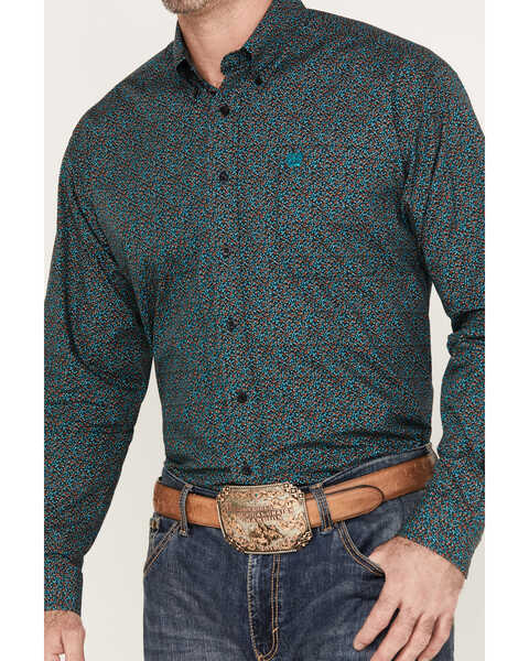 Image #3 - Cinch Men's Floral Print Button Down Long Sleeve Western Shirt, Black, hi-res