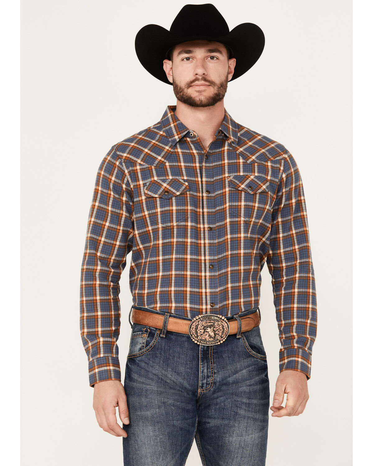Image #1 - Cody James Men's Sunrise Plaid Print Long Sleeve Western Snap Shirt - Tall, , hi-res