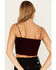 Sadie & Sage Women's Misty Velvet Crop Cami Top, Wine, hi-res