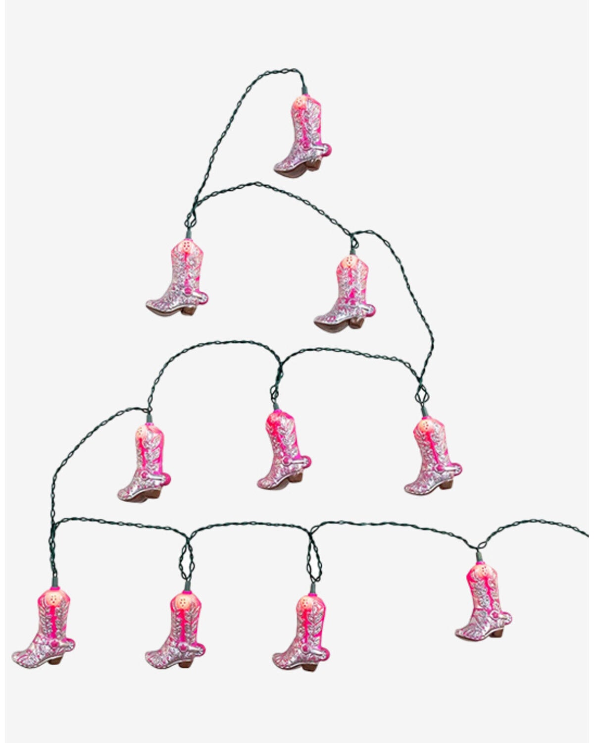 Image #6 - Kurt Adler 9' UL 10L Glittered Pink Cowgirl Boots Light Set with End Connect, Pink, hi-res