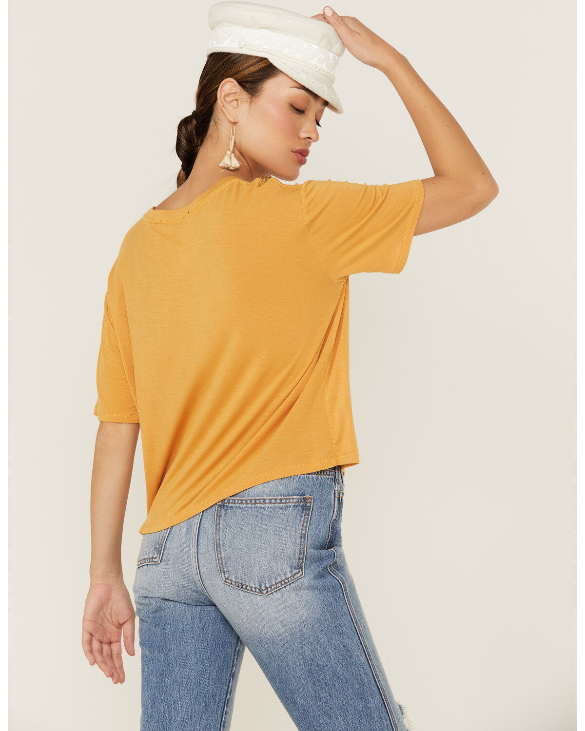 Image #3 - Panhandle Women's West Desperado Graphic Boxy Tee, Mustard, hi-res