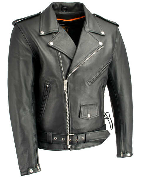 Image #2 - Milwaukee Leather Men's Classic Side Lace Concealed Carry Motorcycle Jacket, Black, hi-res