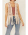 Image #3 - Vocal Women's Lace Studded Fringe Vest, Natural, hi-res