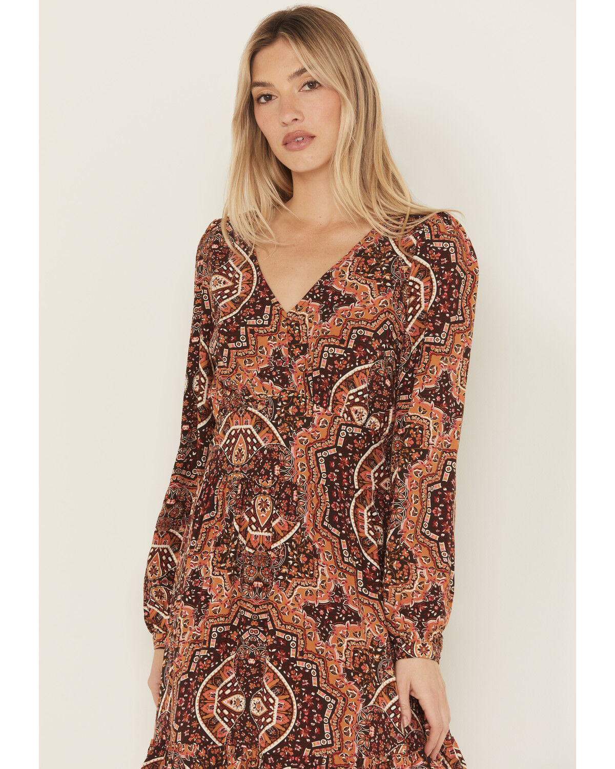 Image #2 - Wrangler Women's Mosaic Print Maxi Dress, Brown, hi-res