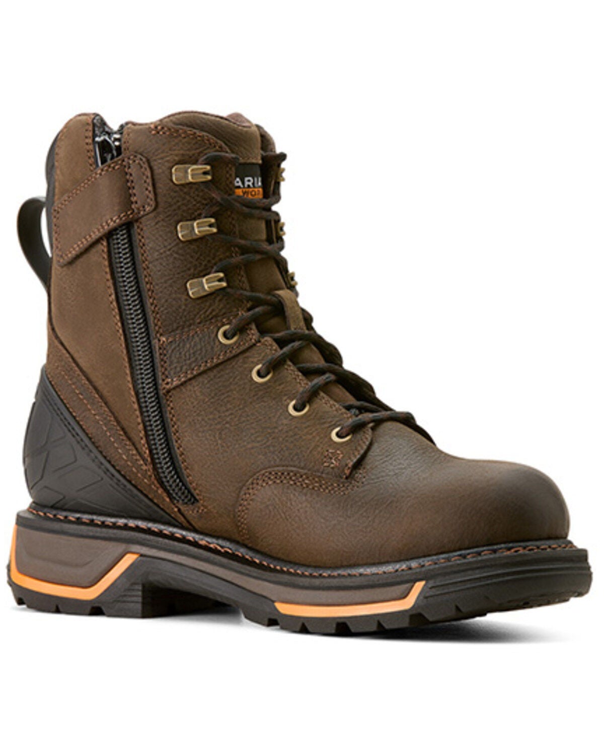 Ariat Men's 8" Big Rig Waterproof Work Boots - Soft Toe, Brown, hi-res