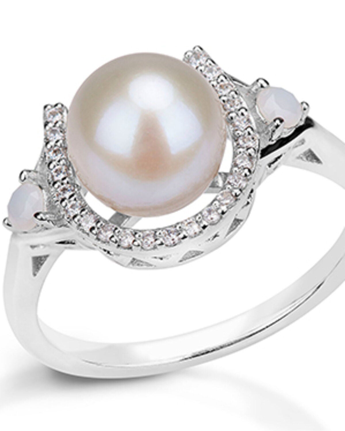 Kelly Herd Women's Sterling Silver Pearl Horseshoe Ring, Silver, hi-res