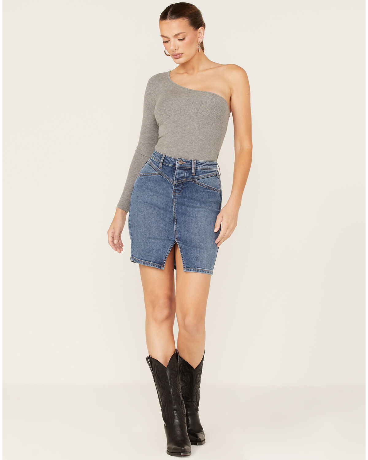 Image #1 - Shyanne Women's Medium Wash Stretch Western Denim Pencil Skirt, , hi-res