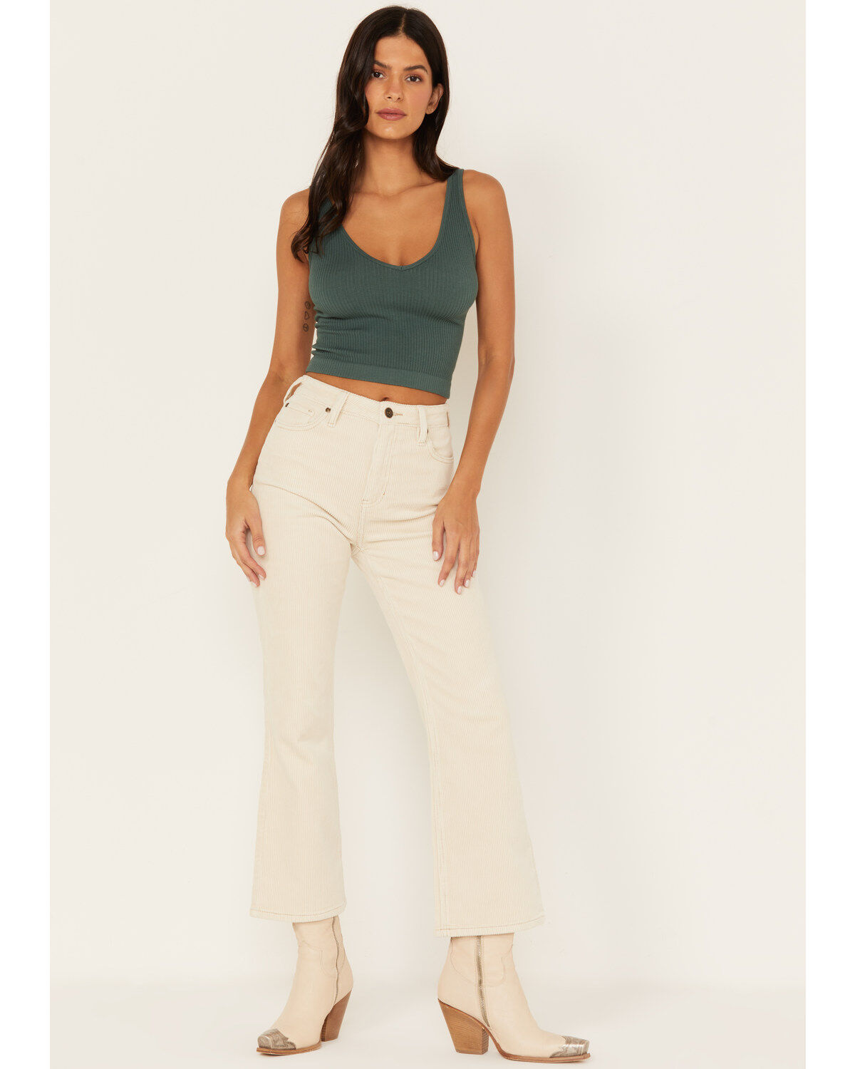 Image #1 - Cleo + Wolf Women's Mid Rise Flare Corduroy Pants, Natural, hi-res
