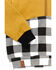 Ampersand Avenue Girls' Buffalo Plaid 1/2 Zip Front Hooded Pullover , Mustard, hi-res