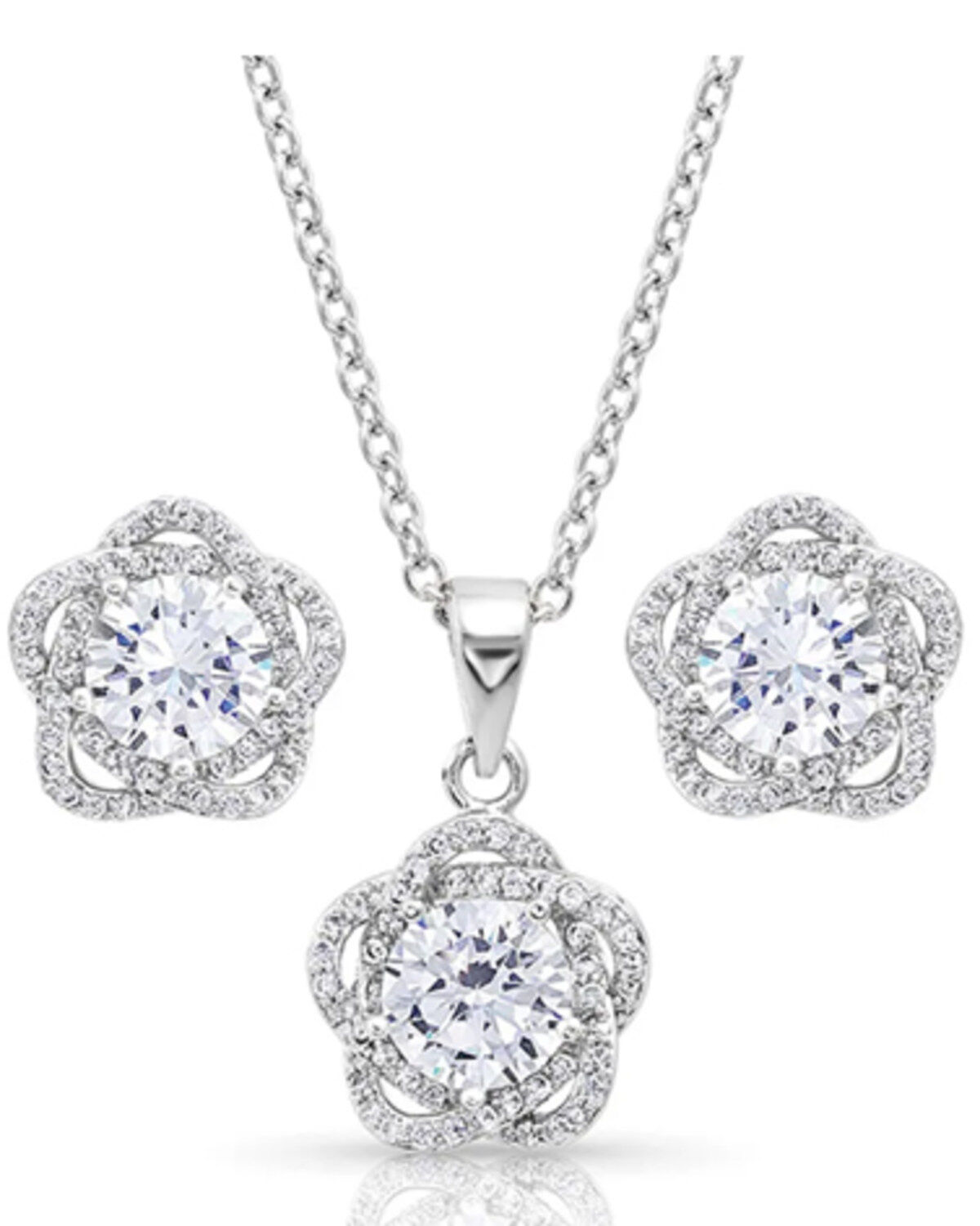 Image #1 - Montana Silversmiths Women's Starlight Flower Jewelry Set - 2 Piece, Silver, hi-res