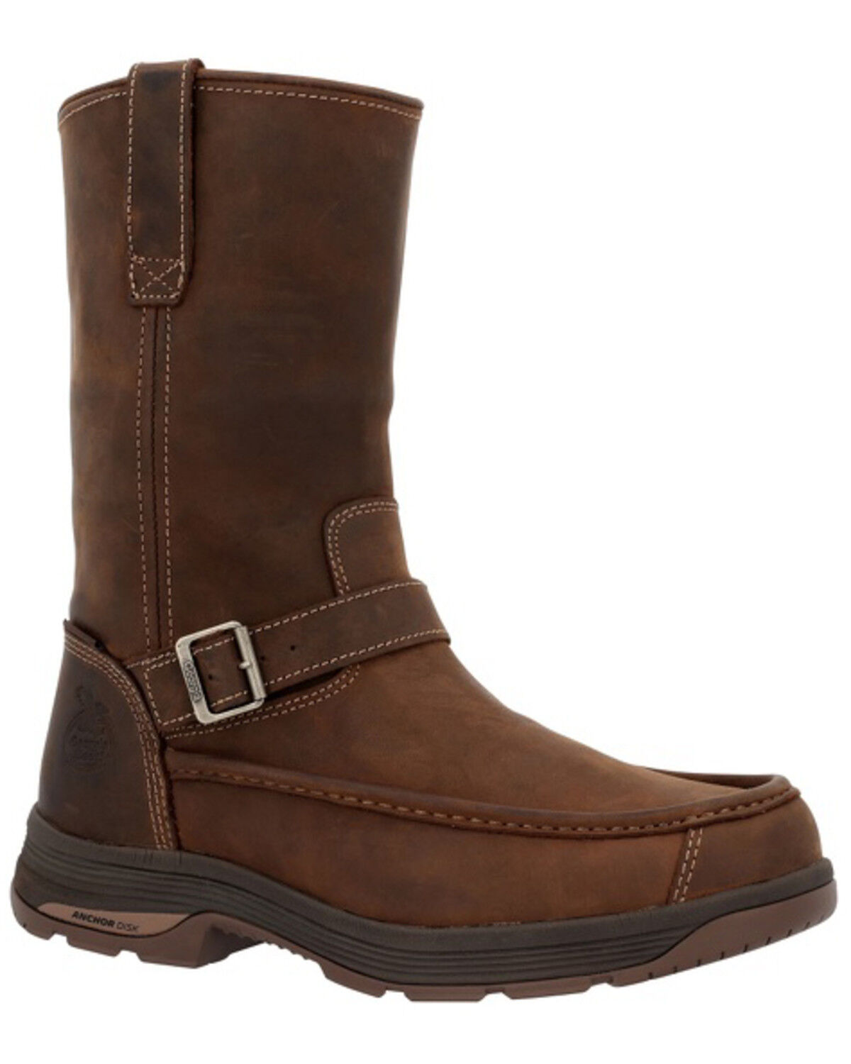 Image #1 - Georgia Men's 11" Athens Superlyte Waterproof Wellington Pull-On Work Boots - Soft Toe, Brown, hi-res